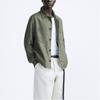 Zara Solid Color Loose Casual Shirt Jacket Men Jackets Khaki 5070033-505