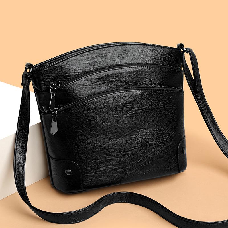 Middle-aged and elderly three-layer women's messenger bag New simple women's bag Casual mother bag Women's shoulder bag