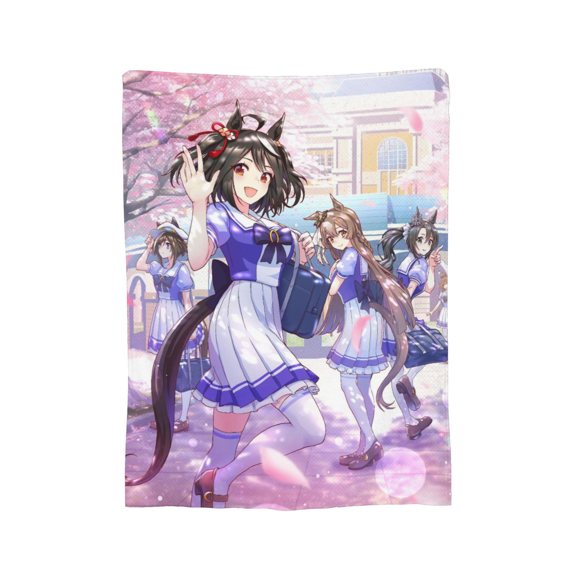 

Uma Musume Pretty Derby Blanket Coral Fleece Plush Spring Autumn Multi-function Soft Throw Blanket for Bedding Car Bedspread 130x150cm
