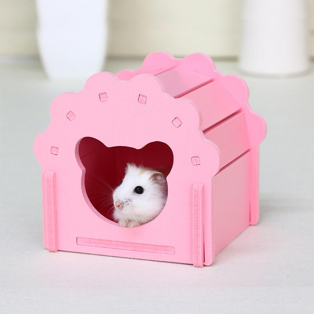 DIY Holzhaus Form Schlafnester Spielzeug für Hamster Haustier
