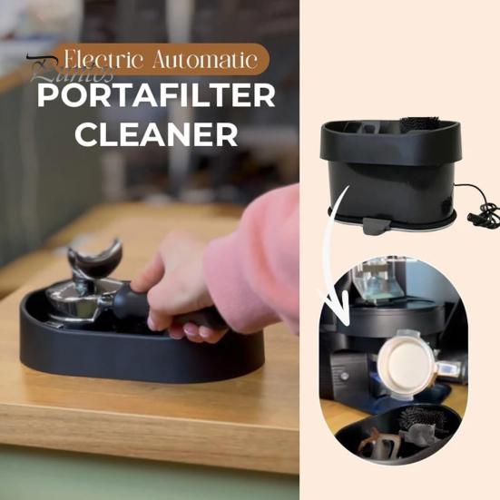 Espresso Machine Cleaning Accessories Electric Automatic Portafilter Cleaner Stainless Steel Handle Station with Coffee Grounds Spill Catcher Brush &