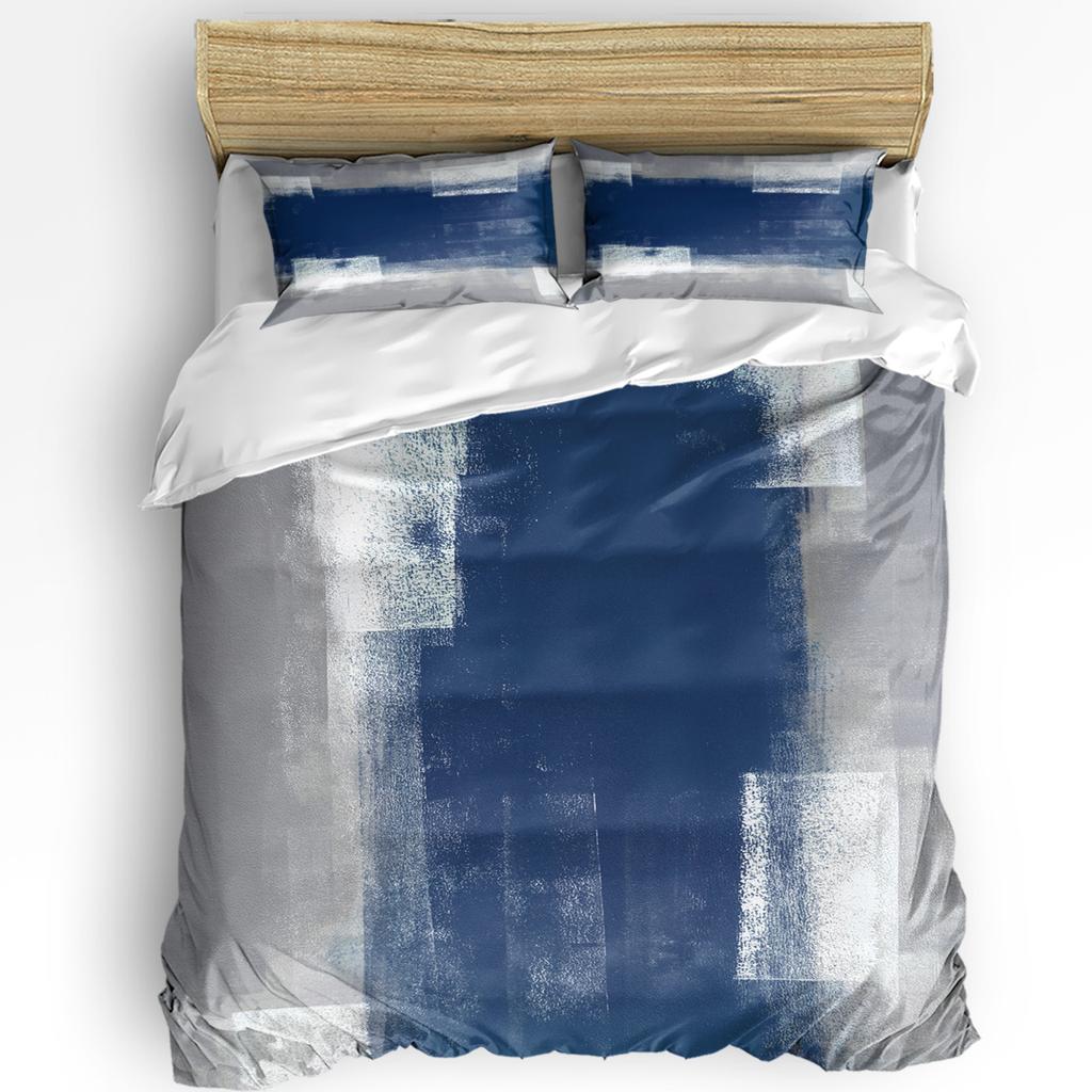 Oil Painting Abstract Geometric Yellow Gray Duvet Cover With Pillow Case 3pcs Bedding Set Quilt Cover Double Bed Home Textile