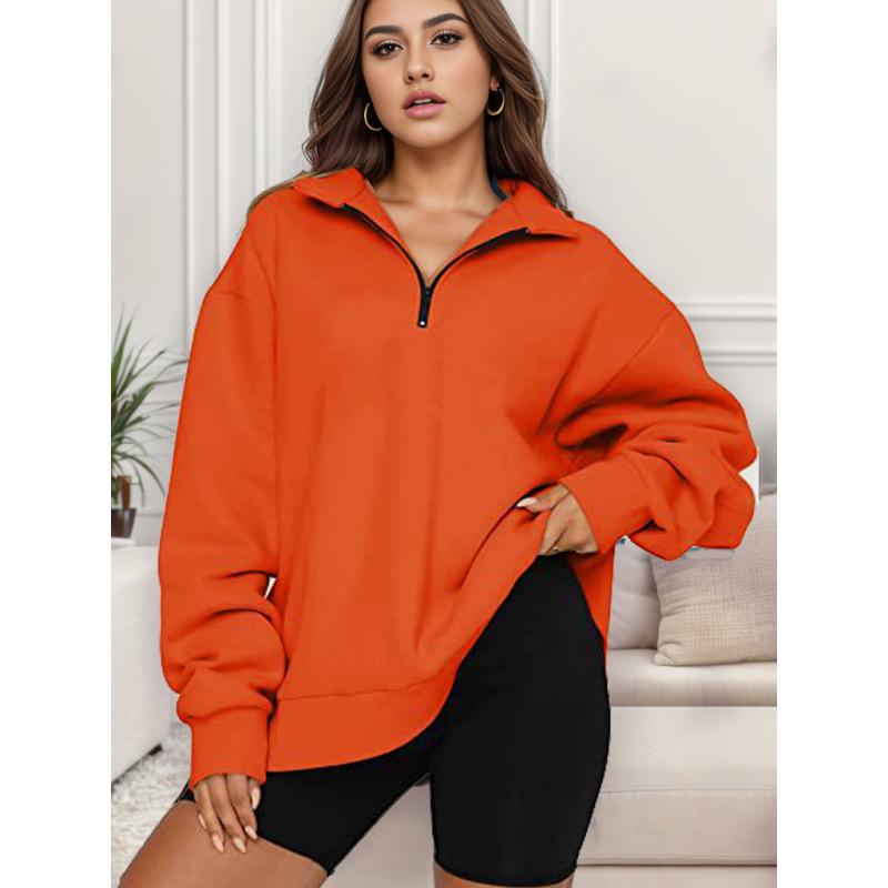 2024 Autumn Winter Women's Casual Half-Zip Pullover Long Sleeve Hoodie