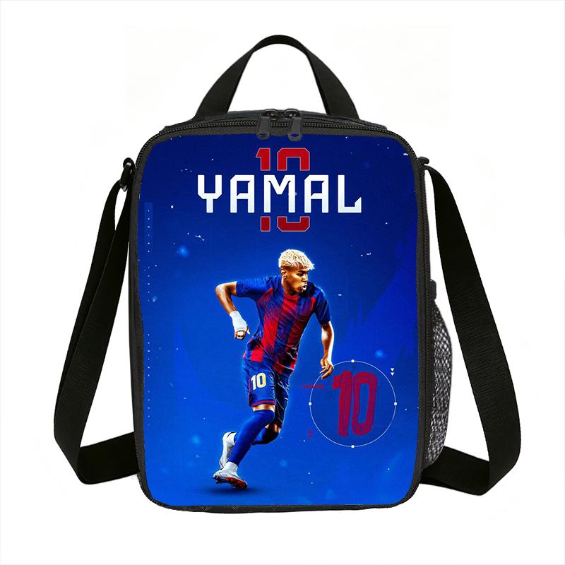 Leer, Reizen Geïsoleerde Lunchtassen L-Lamin Yamal Thermische Tas Voetbalster Lunchcontainer Lekvrije Tote Lunchbox Opbergtassen