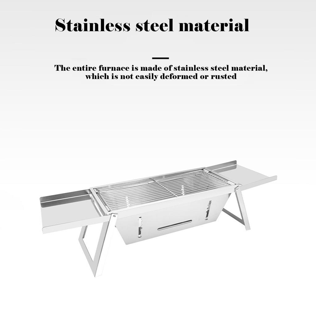 Faltbarer Outdoor-Grill, tragbarer Edelstahl-Grill, Holzkohlegrill für Camping, Terrasse