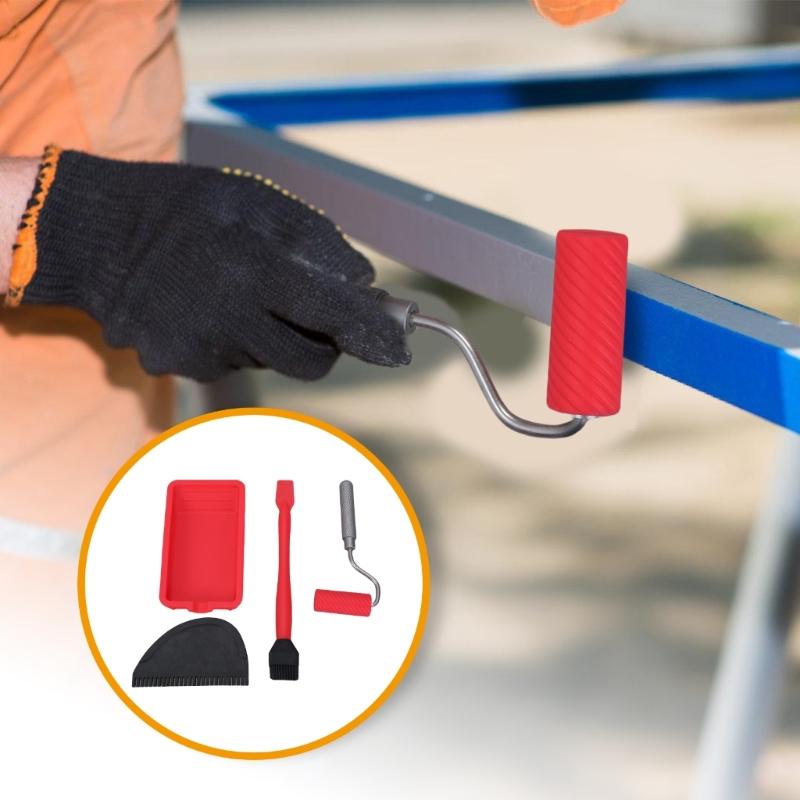 Silicone Roller Brush with Tray Even Application Roller Set Renovations for Smooth Paint Application Wall Ceilings