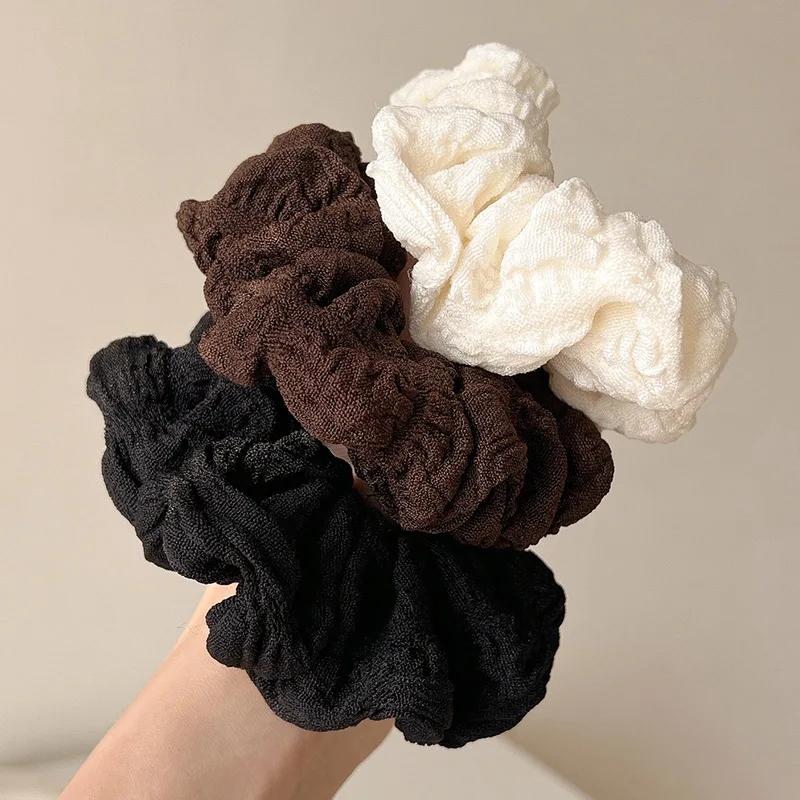 Wave Pattern Solid Color Hair Rope Women Simple Ponytail Hair Ring Fashionable Girls Do Not Hurt The Hair Ring