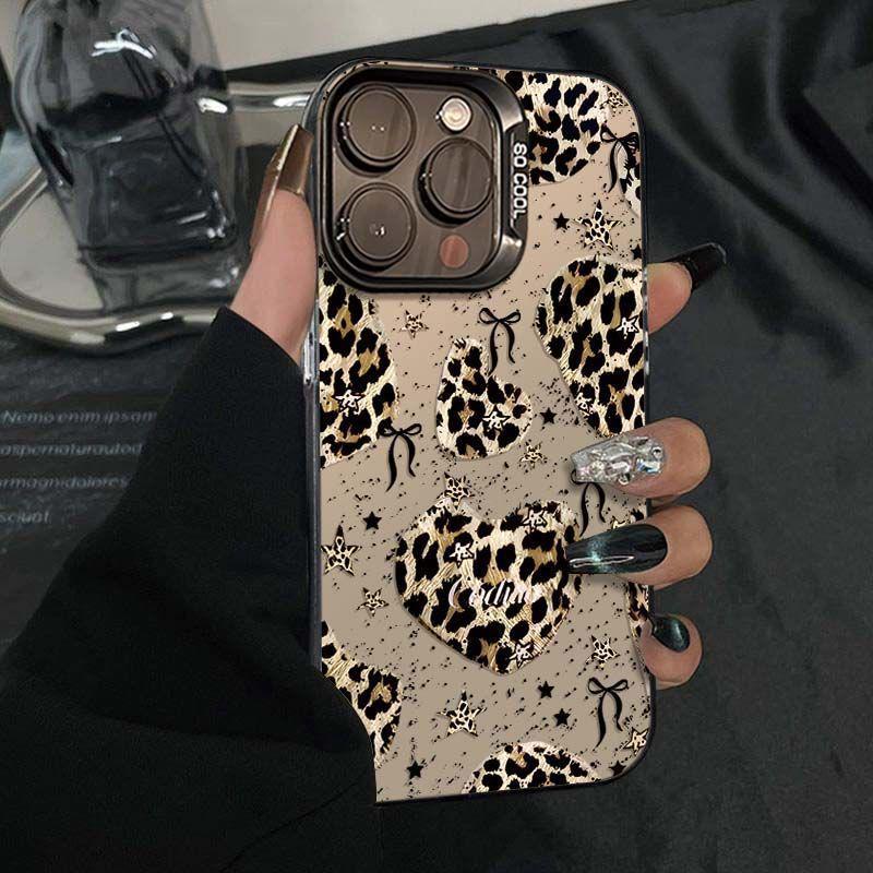 European American Leopard Print IMD Silver iPhone 14 Pro Max Drop-proof Case