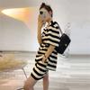 Large Size Casual Sports Suit for Women Summer Korean Style Striped Short-sleeved T-shirt Shorts Two-piece Set