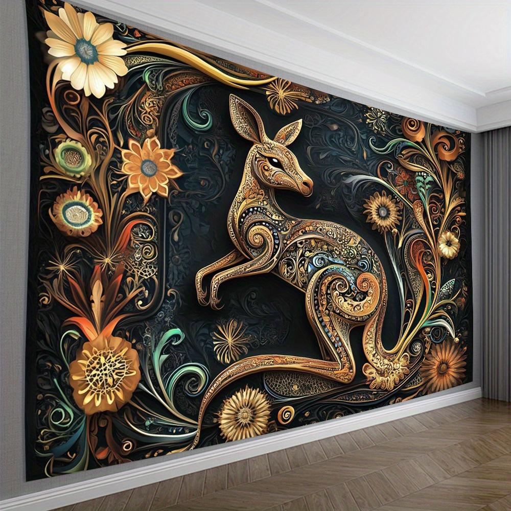 Flower Kangaroo Theme Digital Printing Polyester Wall Hanging Tapestry Decorative Living Room Bedrooms Office Background Gift