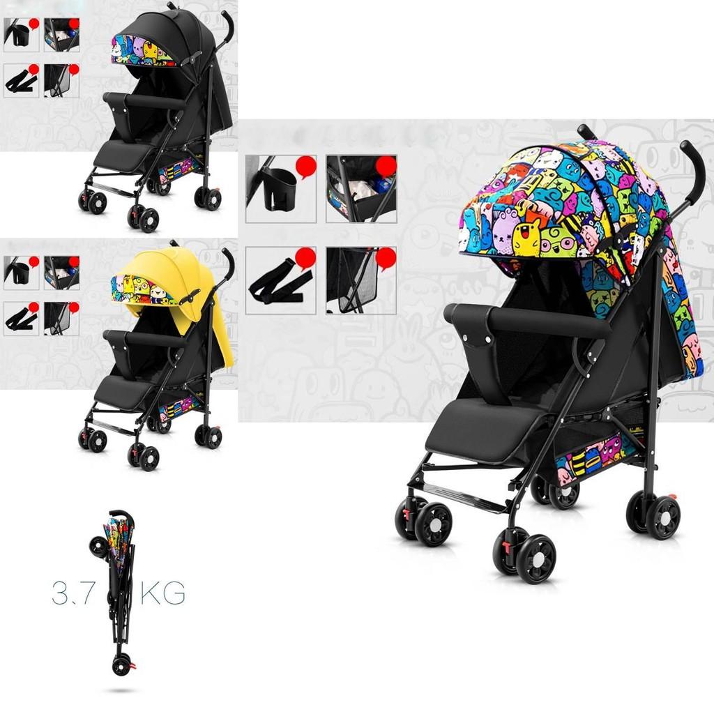 Stroller Portable Baby Sit Or Lie Down Folding Pushchair Backrest Adjustable