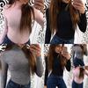 Damen Langarm Rollkragen Lässige Slim Tops Strickpullover Winter T-Shirt Bluse mit hochwertigem Stoff und zeitlosem Stil