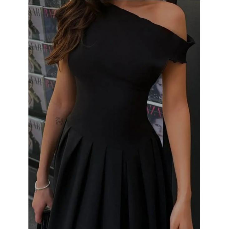 Women Elegant Green Pleated Dress Fashion O Neck Short Sleeve Patchwork Long Dresses 2025 New Casual Office Lady Streetwear