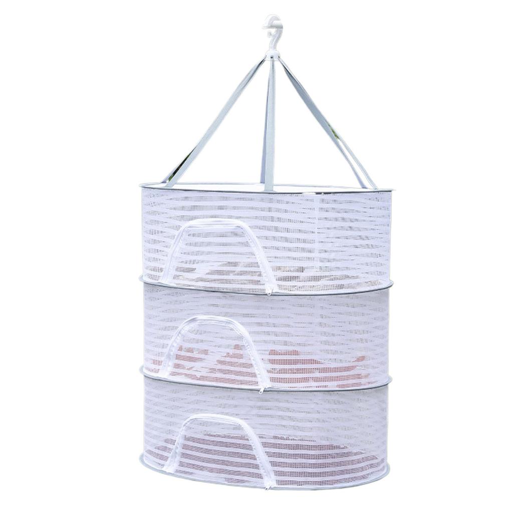 Breathable Mesh Hanging Drying Rack Vegetable Dryer with Rotating Hook Plant Hanging Net for Indoor and Outdoor Use