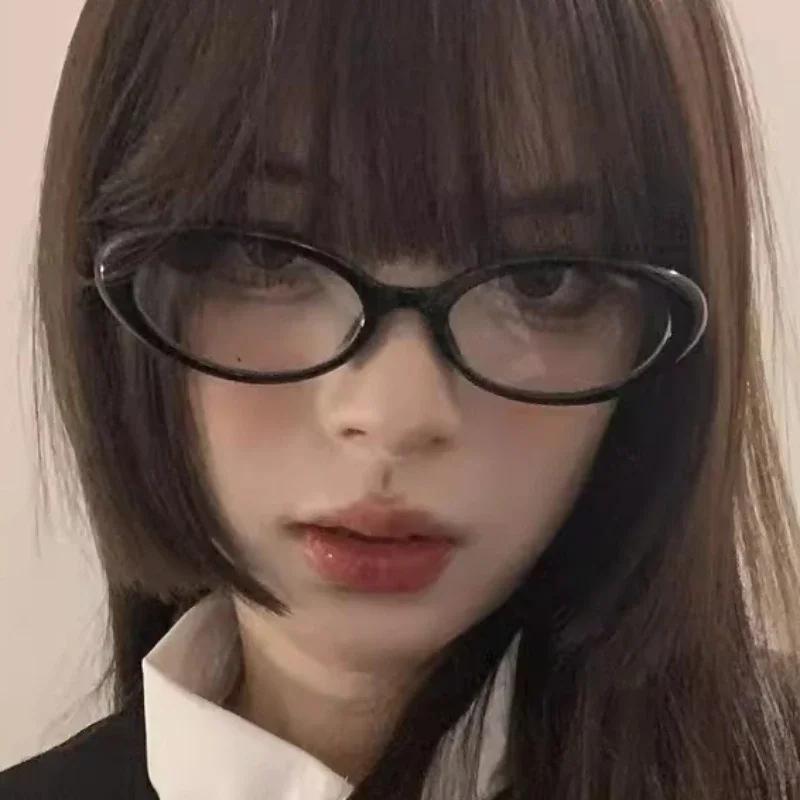 Y2K Retro Black Oval Small Frame Glasses Frame Women's Anti Blue Light Glasses 2023 Fashion Style Eyeglasses Frame Eyewear