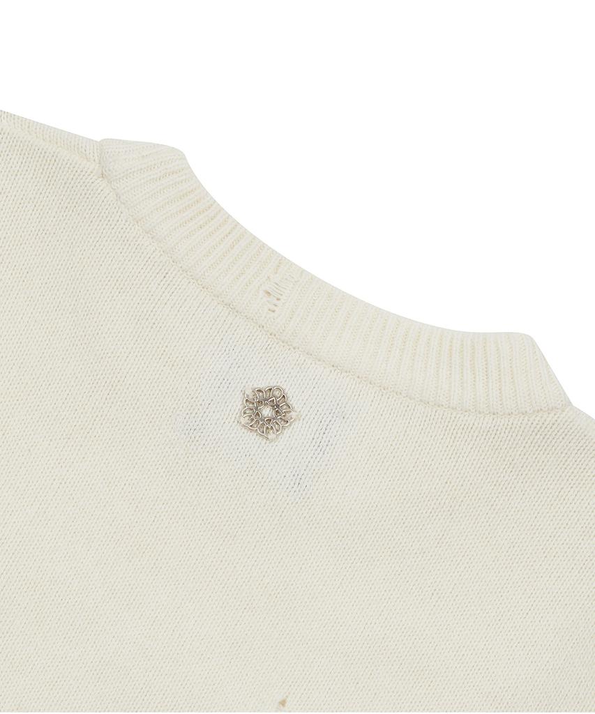 ULKIN [Runway] Damaged Round Neck Knit_Oatmeal