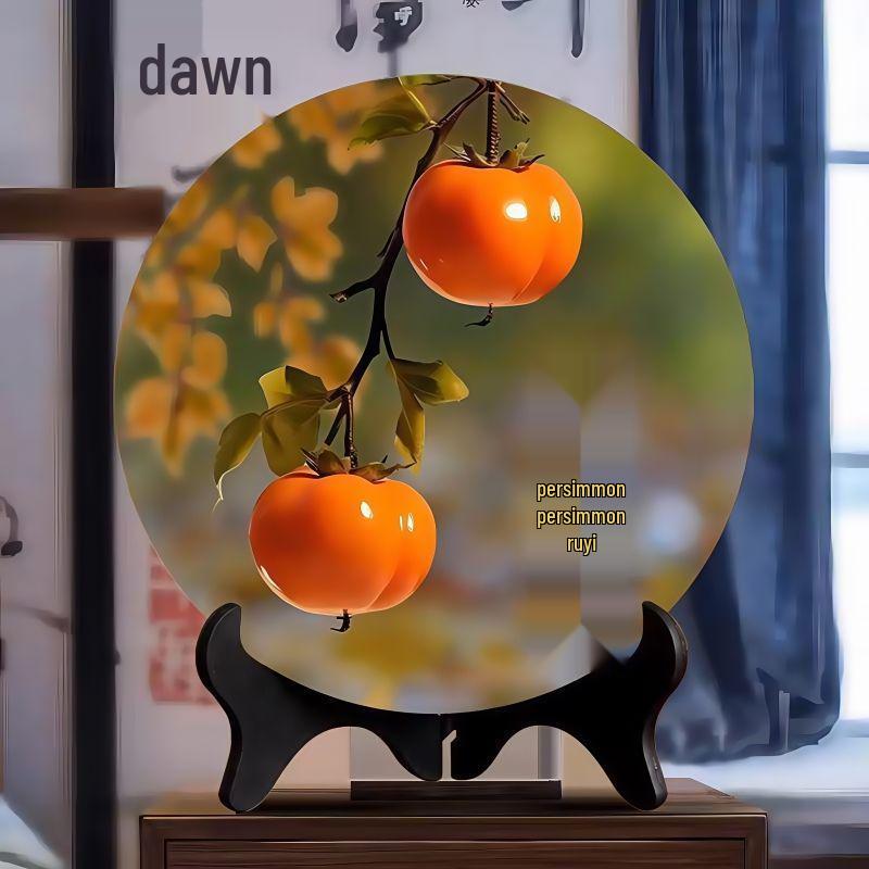 Eight-Direction Prosperity Persimmon Ornament - Small Display Stand for Living Room Decoration