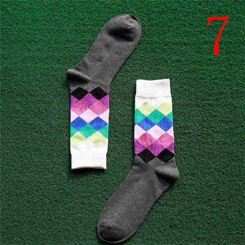 Fashion Mens Cotton Happy Socks Warm Colorful Diamond Casual Dress Socks