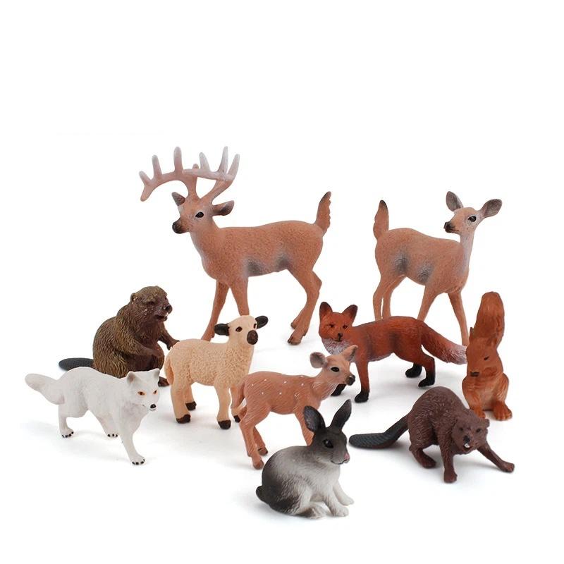 Deer Family Fox Artificial Animal Figures Cute Mini Resin Statues Smooth Surface for Desktop Display Home Decor Gifts