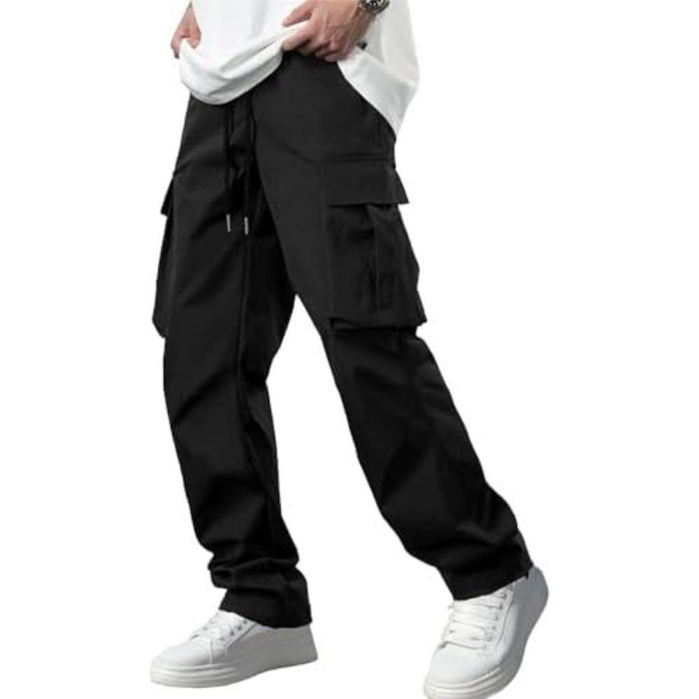 Men's Casual Cargo Pants Drawstring Multi-Pocket Tactical Trousers Outdoor Hiking Jogging Sports Pants