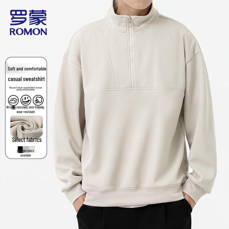 

ROMON Men s Loose Fit Stand Collar Pullover Sweatshirt XL