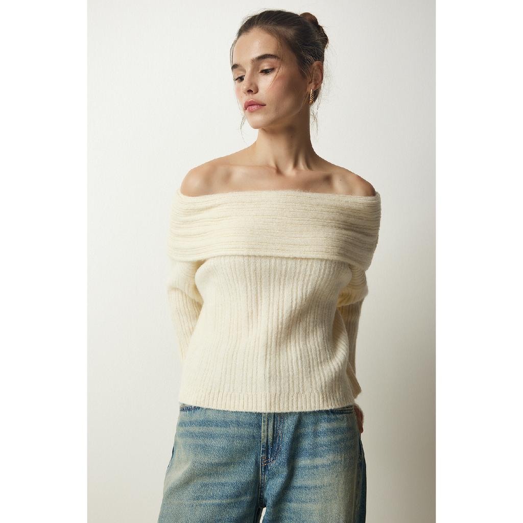 Pulover tricot cu guler Madonna roșu de damă Pf00049