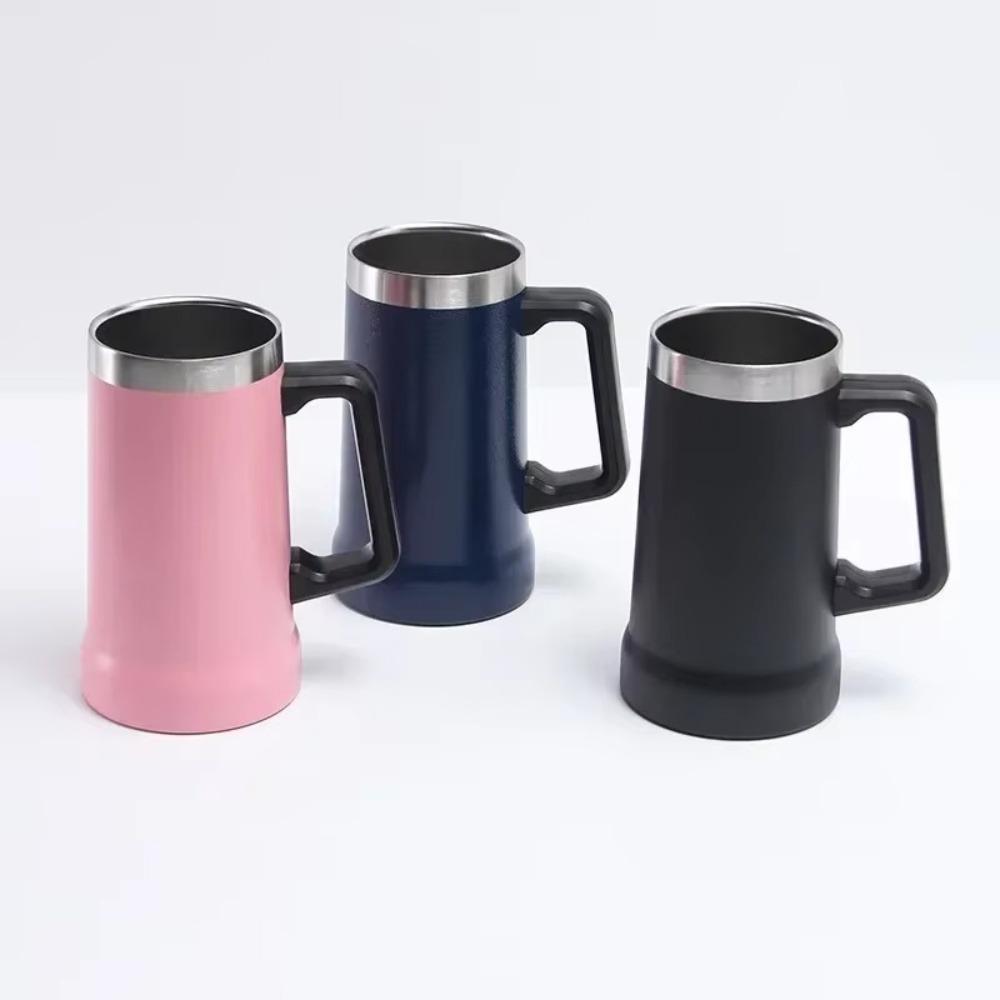 Tazza d'Acqua con Manico Tazza da Birra in Acciaio Inossidabile Tazza Termica Portatile