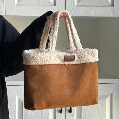 Bag Women's Niche Suede Lamb Wool Hand-held Vegetable Basket Plush Double-sided Back Hand Carry