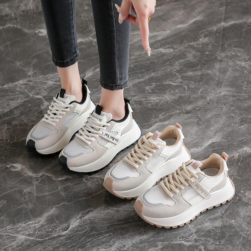 Platform Dad Shoes Women's 2025 New Summer Mesh Casual Running Shoes Korean Version Height-increasing Breathable Sports Shoes Single Shoes