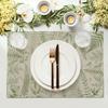 4 PCS Fresh Green Print Placemats, Washable Heat Resistant Non Slip Table Mats, Aesthetic Kitchen Dining Decor