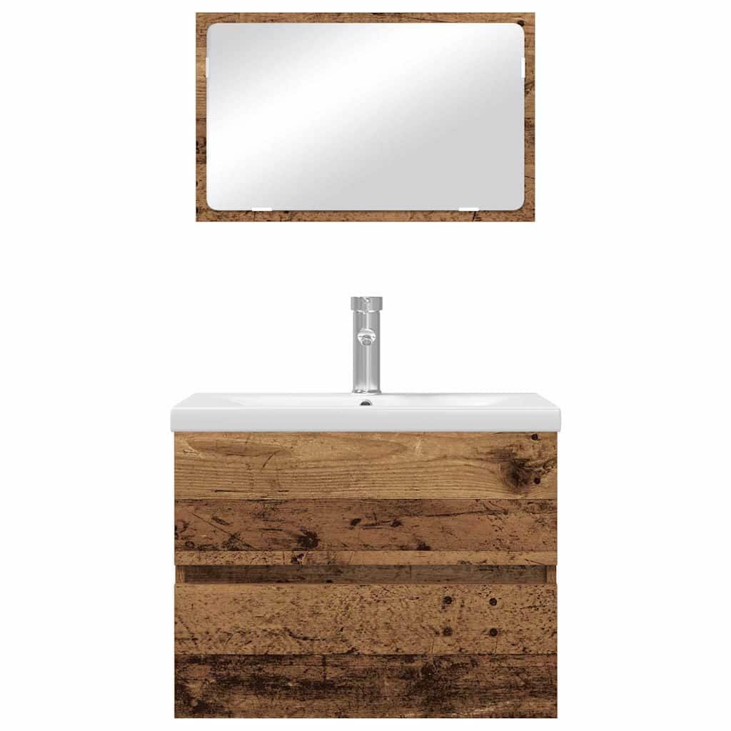 Bathroom Furniture Set with Drawers 3 pcs Reclaimed Wood Effect Particleboard