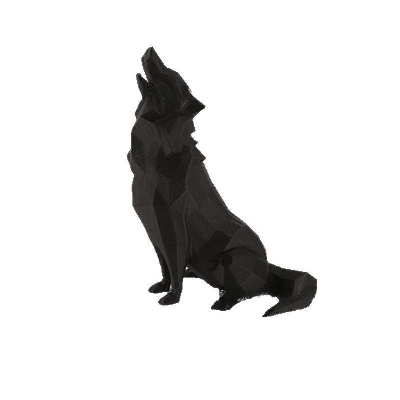 

Poly Geometric Wolf Figurine Minimalist Resin Animal Decor Home Office Desktop Ornament Roaring of Hungry Wolves Idear Gift чёрный