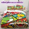 Super Mario Anime Decorative Duvet Cover Set 3PCS Cartoon Printed Bedding Quilt Cover Pillowcases Bedroom Art Collection_LIAN