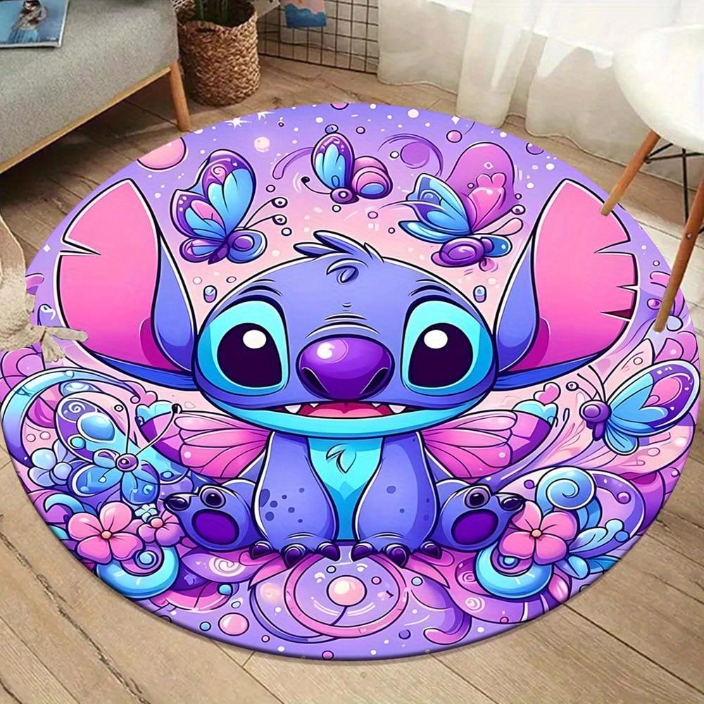 1pc Stitch Round Area Rug , Playroom Bedroom Living Room Indoor Decor Rug , Perfect for Leisure Areas , Bedside , Cloakroom , and Outdoor Sp