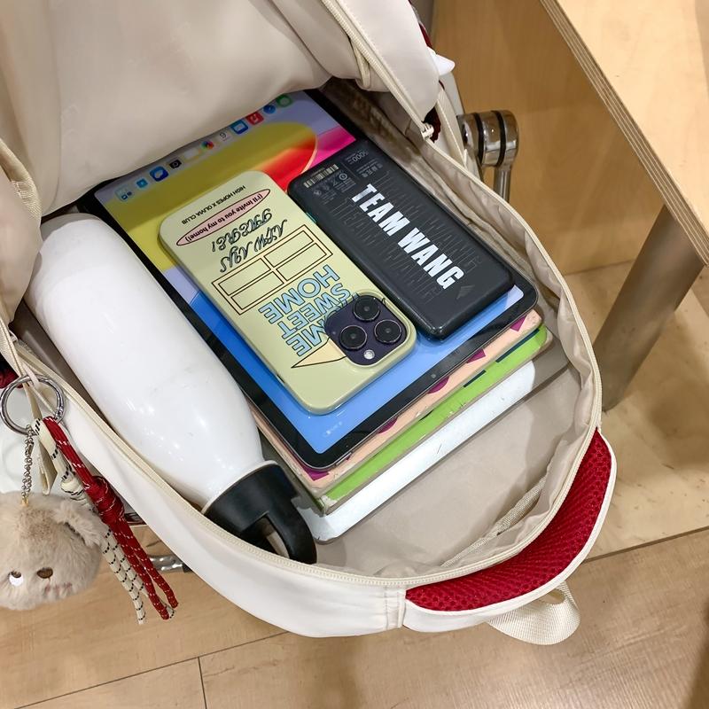 Dámský batoh s velkou kapacitou Studentská školní taška pro dívky Barevný blok batoh