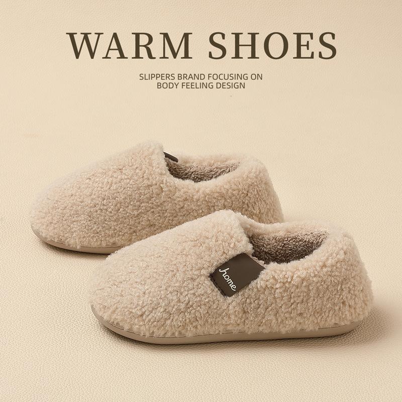 Bag heel cotton slippers winter warm home indoor new plush thick-soled fluffy cotton shoes