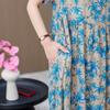 Elegant Dresses for Women Plus Size Loose Casual Vintage Print Long Dress With Sleeves Summer Middle-aged Women's Clothing