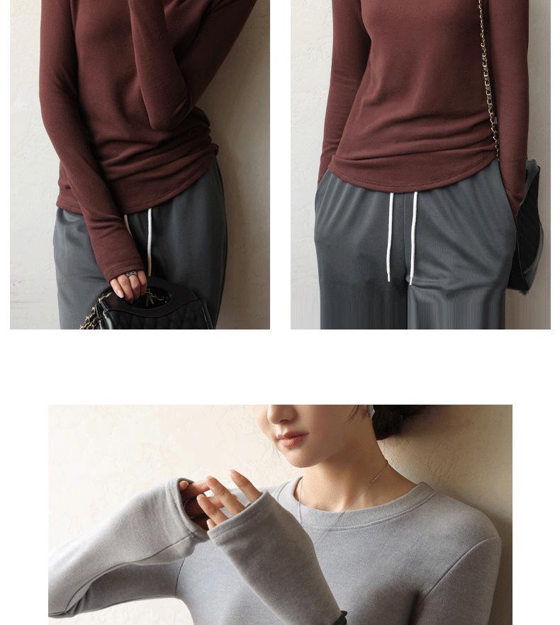 2024 Women's Korean-Style Slim Round Neck Velvet Long-Sleeve T-Shirt for Fall/Winter