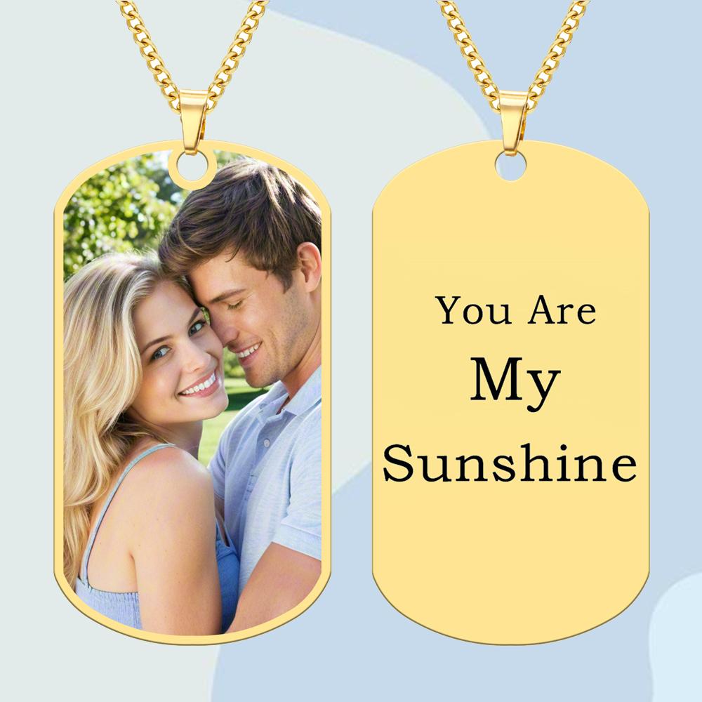 Custom Picture Necklace Personalized Necklaces with Text Engraved Customized Dog Tag Pendant Couple Jewelry Valentine's Day Gift