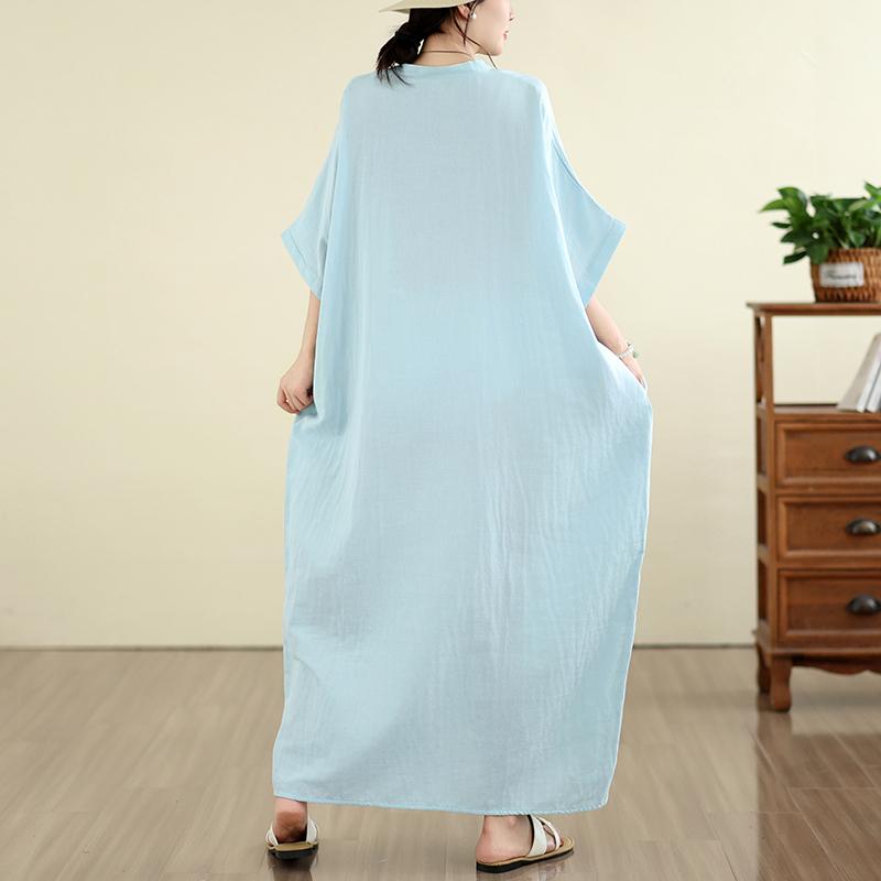 DIMANAF New 2026 Women Plus Size Summer Casual Sundress Long Dress Cotton Loose Oversize Maxi Beach Solid Elegant Lady Holiday