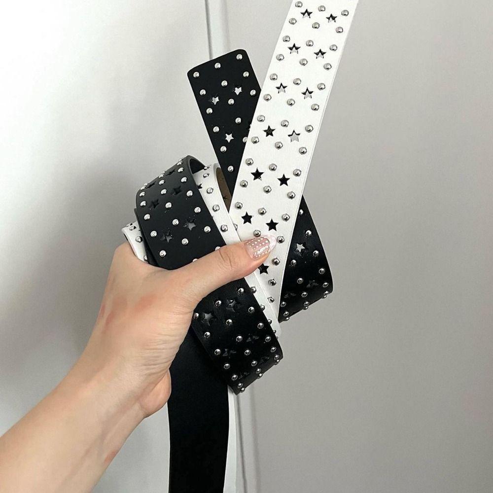 Star Hole Rivet Wide Side Y2K Style Belts Women Waist Belts Men Waist Belts Korean Waistbands