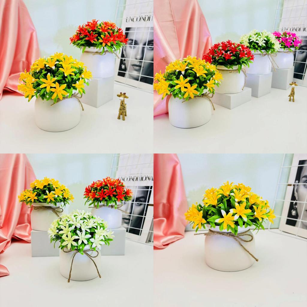 Artificial Orchid Plant With Plastic Pot For Home Decor And Living Room Decor