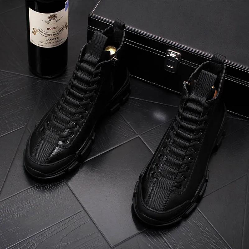 FashionTop Quality Fashion Men's Casual Shoes Leather Platform Boots Men Sneakers Male Man Trending Leisure High Tops Shoes for Men