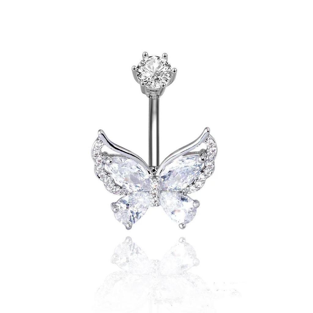 European & American Cute Little Bear Butterfly Navel Stud - Versatile Simple Piercing Accessory