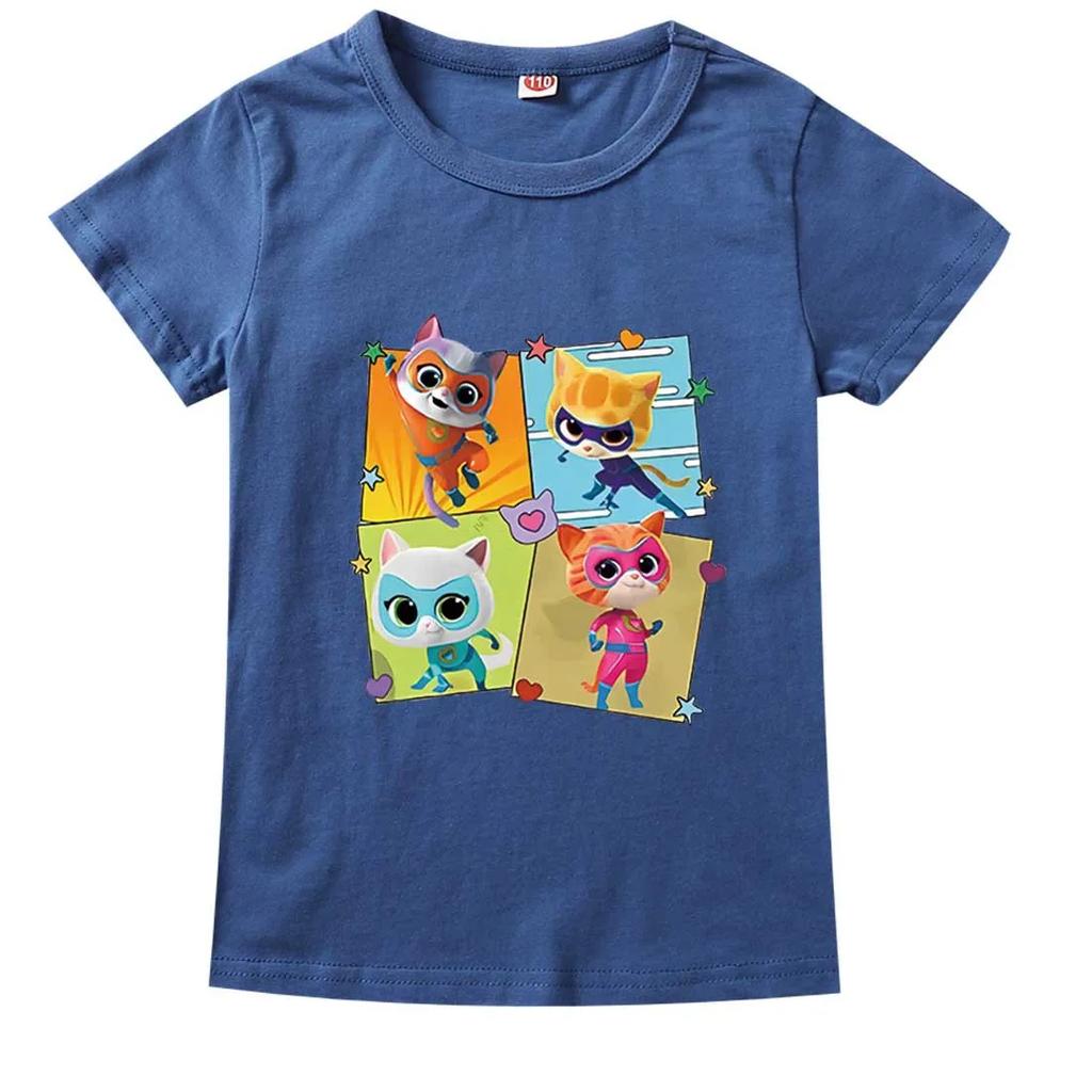 Game Super Cat Costume Kids SuperKitties T Shirt Baby Girls Summer Clothes Toddler Boys Cotton Tshirt Children Short Sleeve Tops
