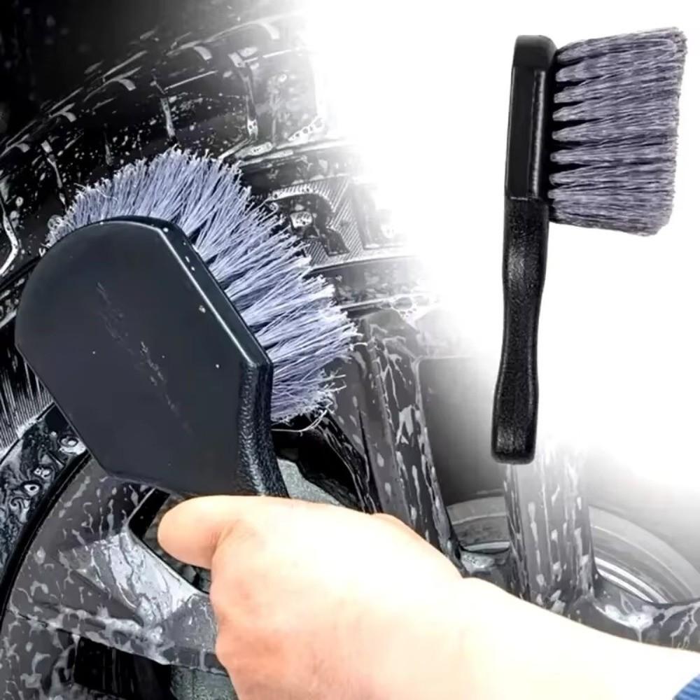 Long Hair Wheel Cleaning Brush Short Handle Tire Rim Washing Brush Detail Brush Vehicles Cleaning