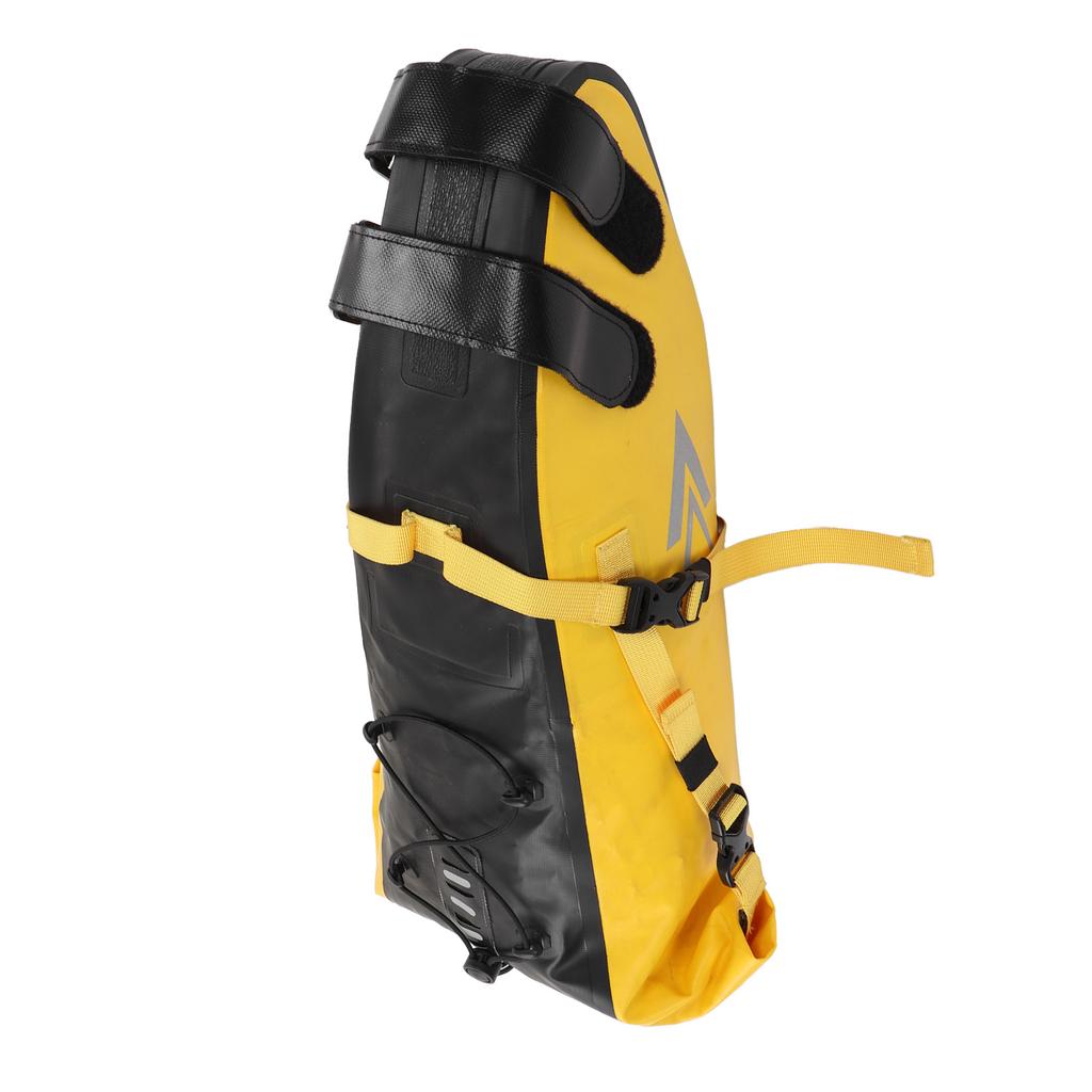 Bikepacking Bag 500D PVC Yellow and Black Waterproof 13L Non Slip Bike Saddle Bag for Long Ride