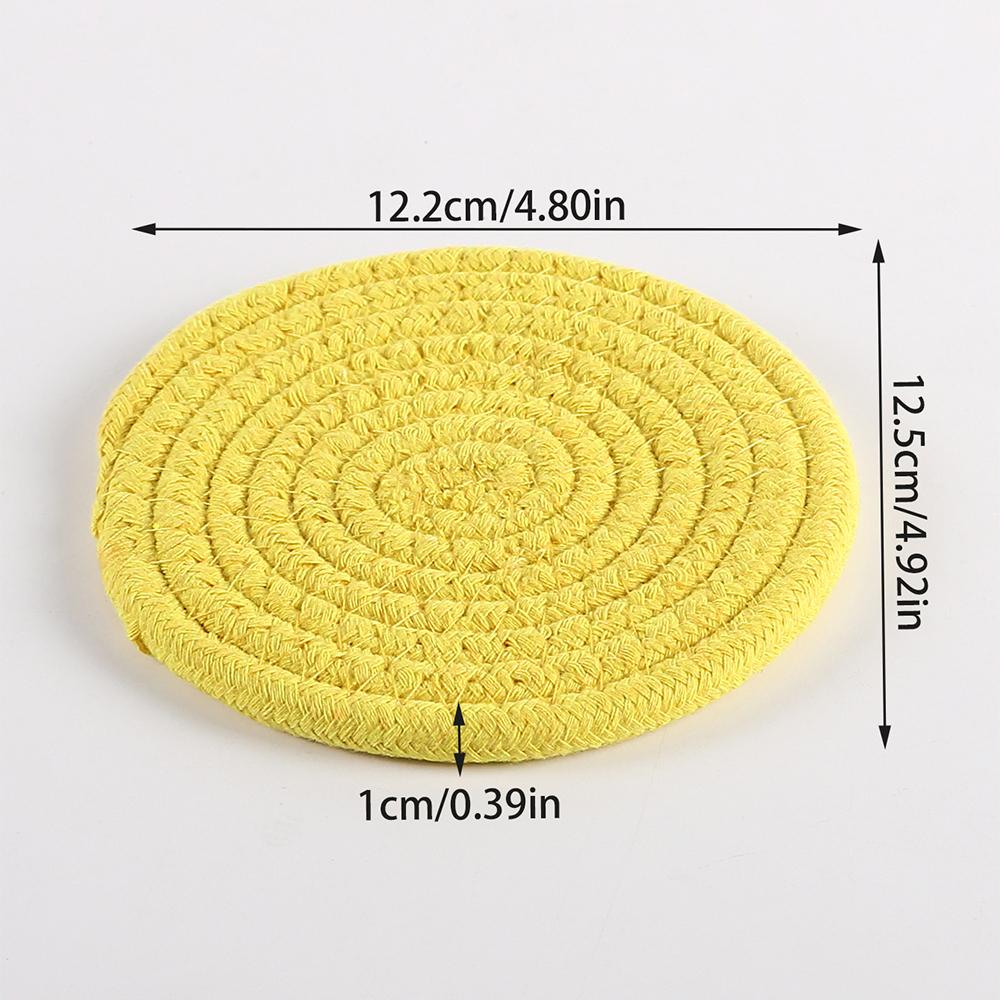 1PC Cotton Thread Cup Mat 12cm Round Coaster Knitting Table Mat Pot Holder Coffee Drink Tea Cup Woven Anti-Scalding Mat
