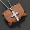 SN266 Hip Hop Cross Pendant Necklace with Crystal & Rhinestone  Stainless Steel Rope Chain Iced Out Design