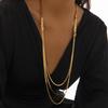 Salircon Vintage Multilayer Snake Chain Necklace for Women Herringbone Gold Color Copper Chain Pendant Necklace Neck Jewelry